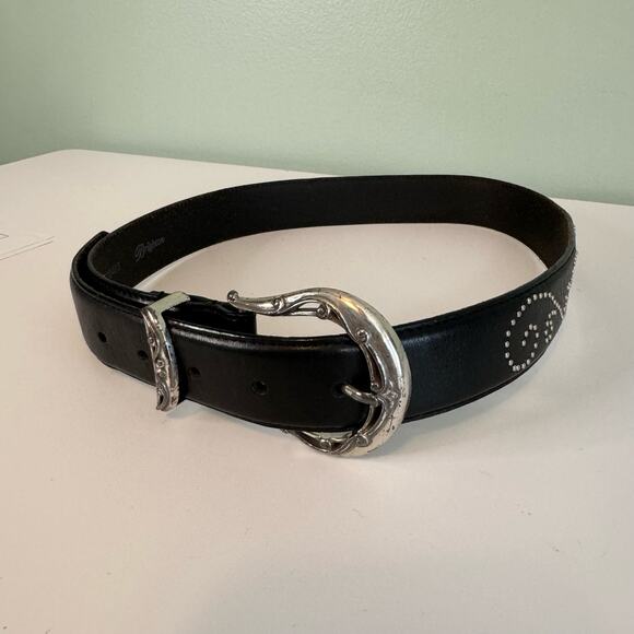 Brighton Belt Womens M-L 32 Black Leather Buckle Studded Embellished B20403 - Picture 2 of 6